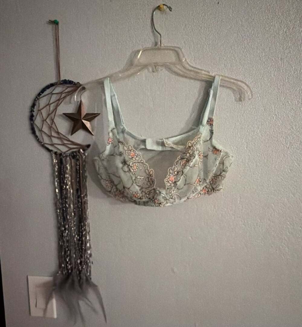 Felina Lingerie Embroidered Underwire Bra Size 40C Mint Green Floral